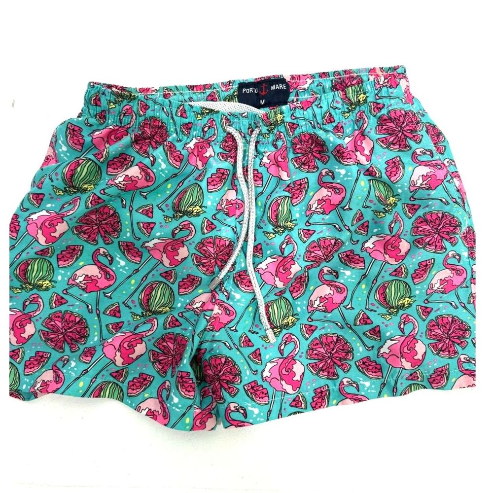 Porto Mare neon flamingo swim trunks - Picture 2 of 8